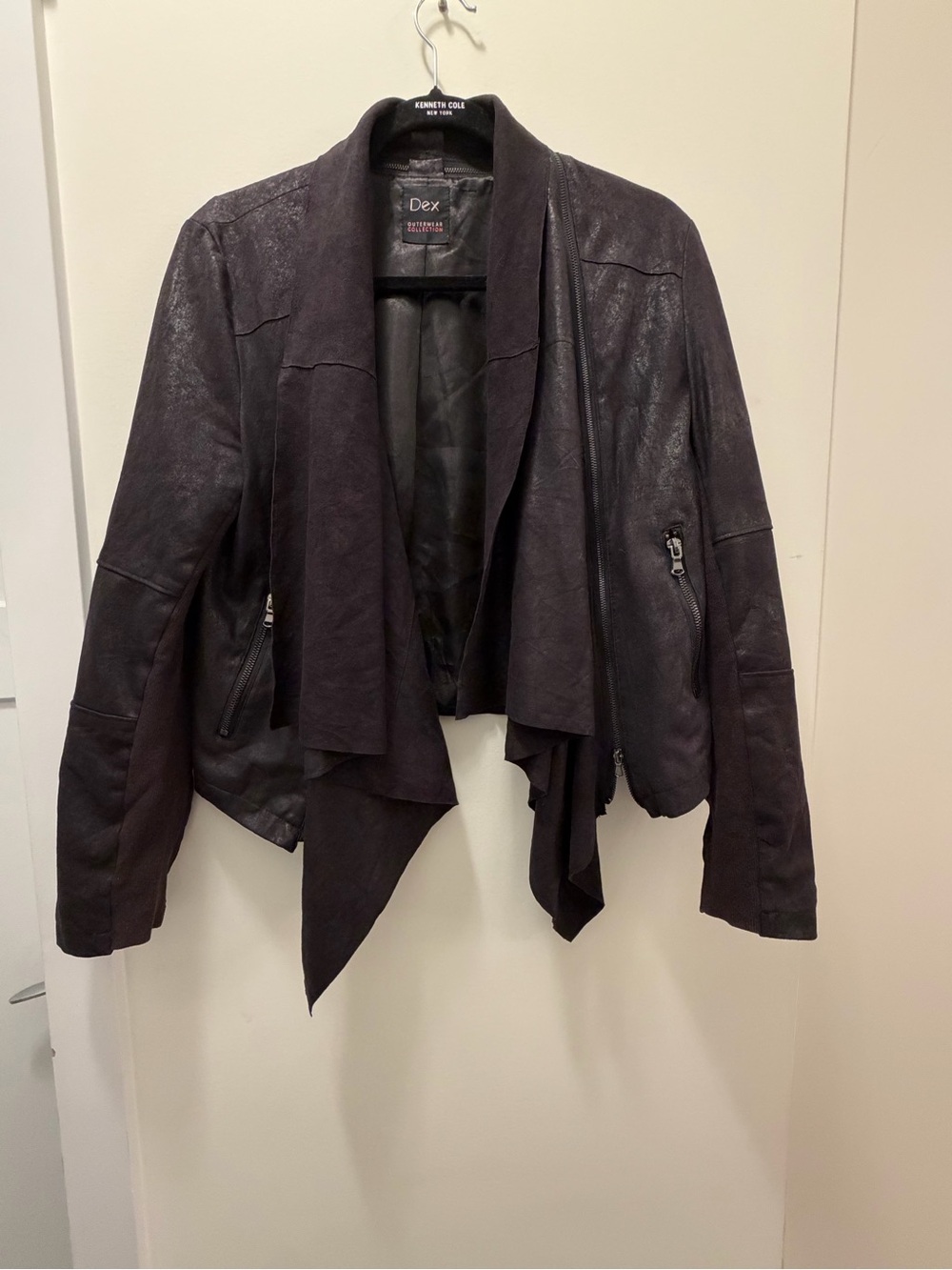 Dex Faux Suede Draped Black Jacket